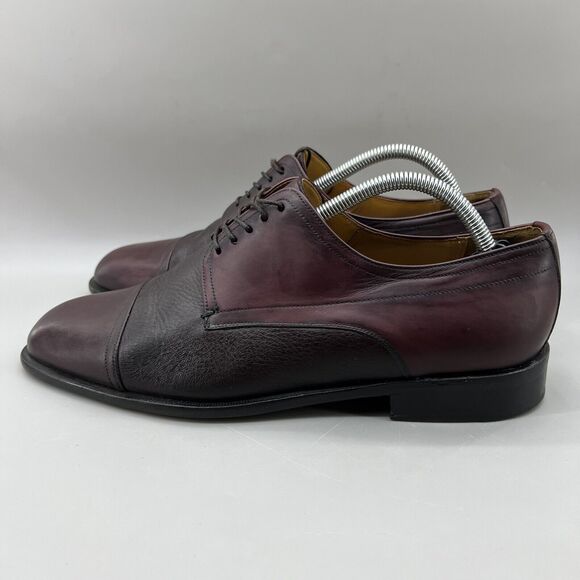 Paolo De Marco Alberta Shoes Men Size 9.5 M Burgundy Leather Cap Toe Low Oxford main image 5